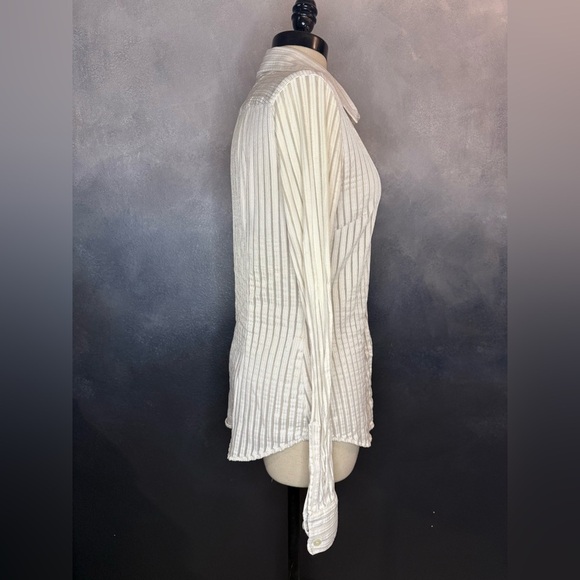🤍Express Long Sleeve Button-Down Shirt - Size L - White with Silver Stripes🤍 - Picture 4 of 10